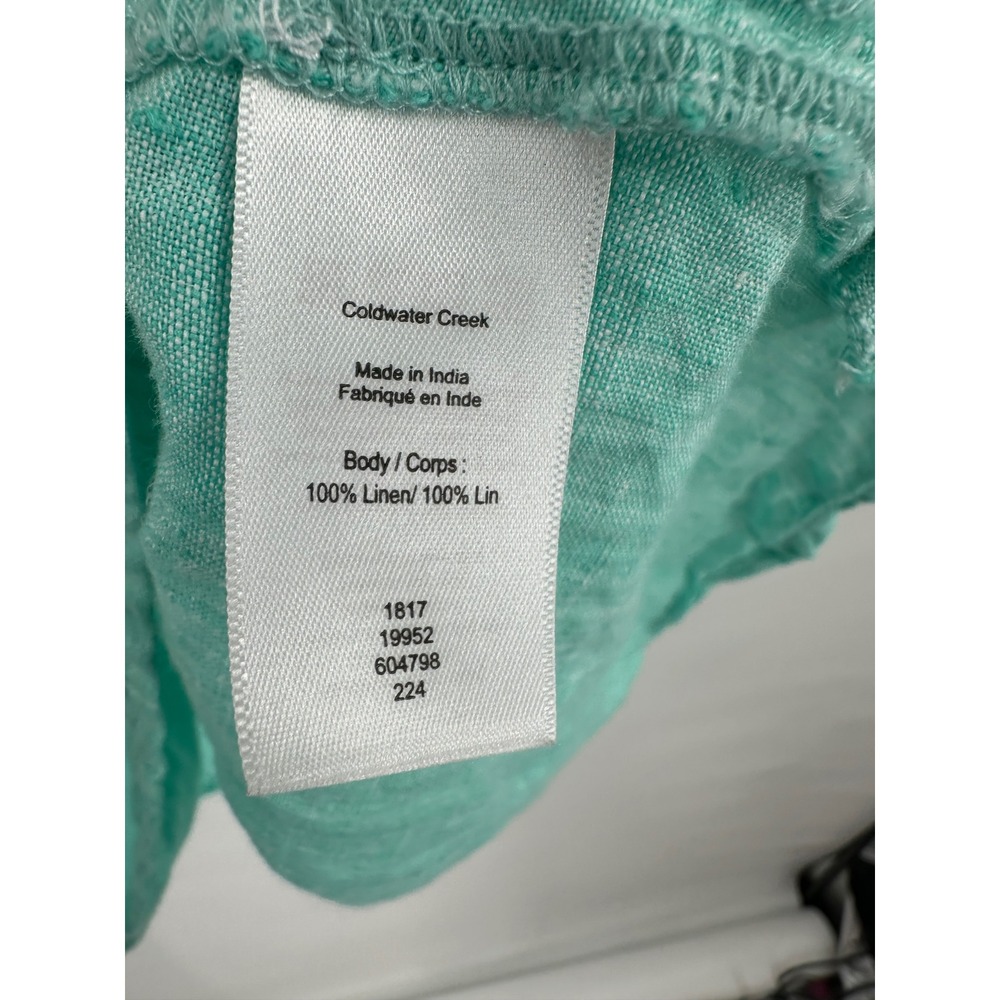 Coldwater Creek Linen Top Shirt Womens MP Pintuck Natural Breathable Summer - Picture 5 of 9
